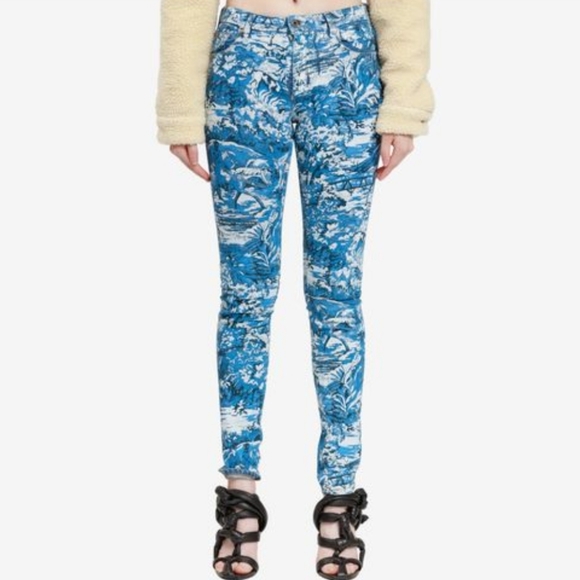 Off-White Blue Tapestry Print Skinny Jeans - Picture 2 of 10